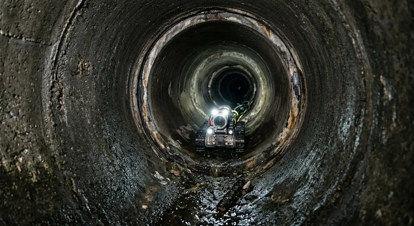 Robotic sewer camera inspecting pipe interior for Sewer Line Repair in Villa Park